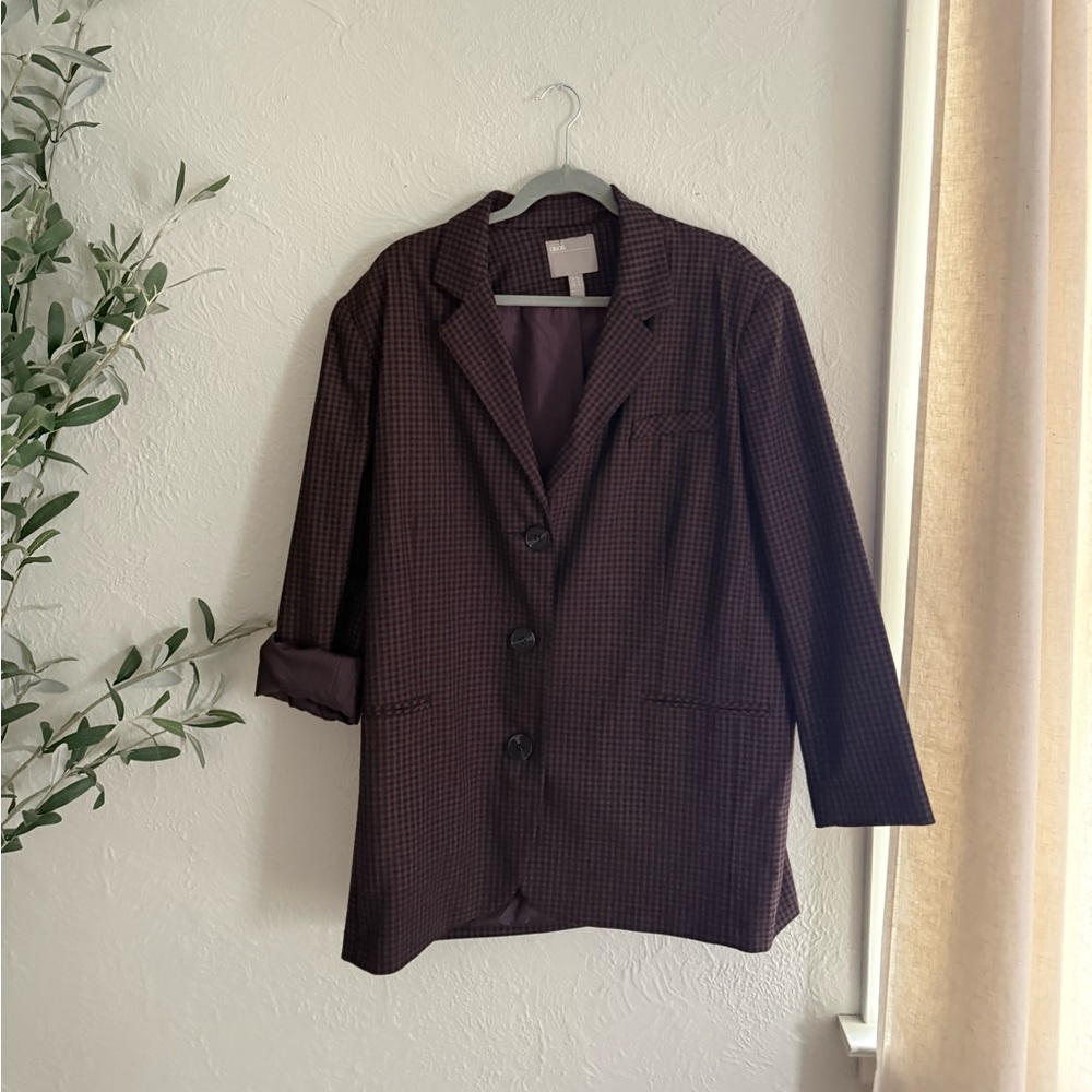 Trendy Oversized Burgundy Blazer